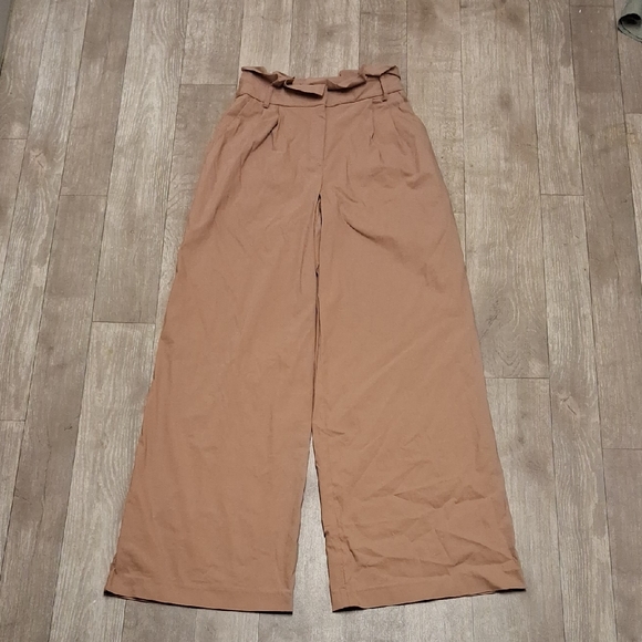 Womens Express Super High Rise Paperbag Wide‎ Leg Pants - Picture 2 of 9